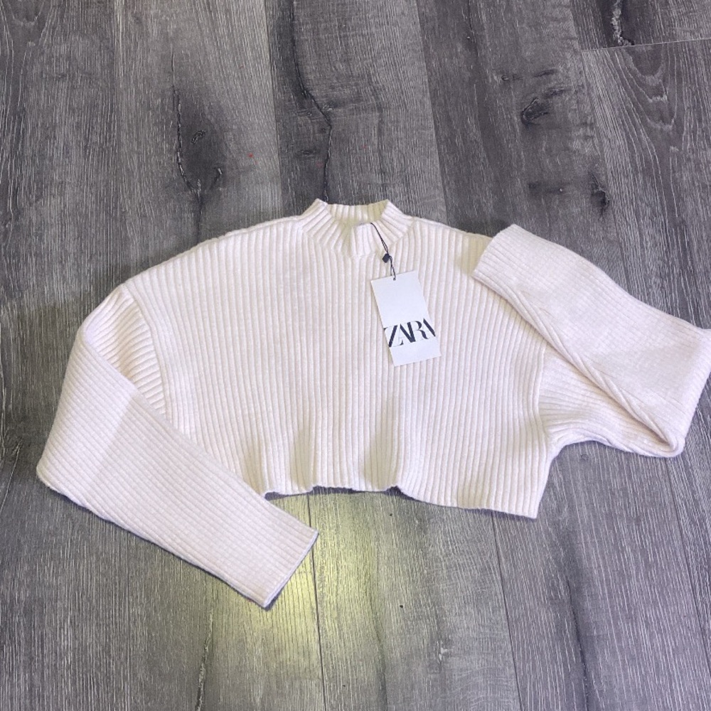Zara Cream Ribbed Women's Top